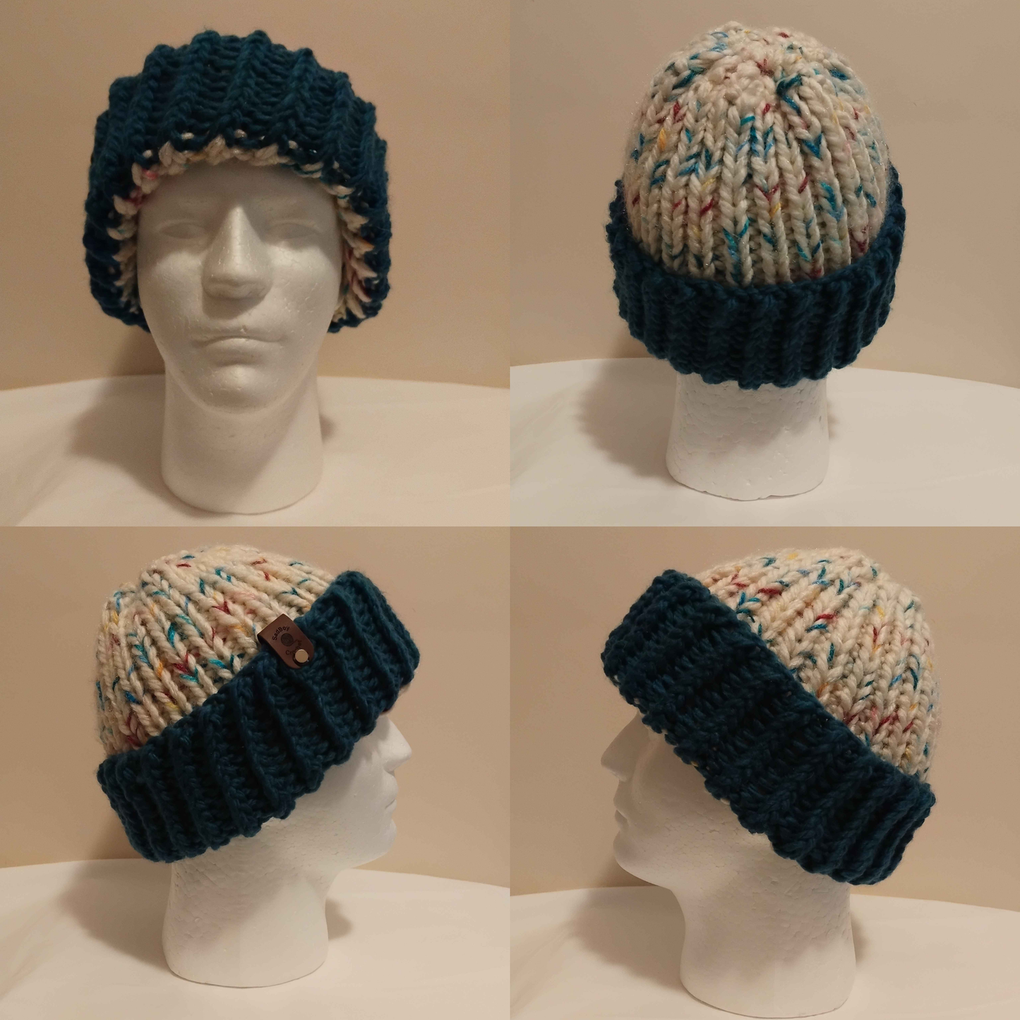 Navy Blue and Blueberry Trifle Knit Beanie