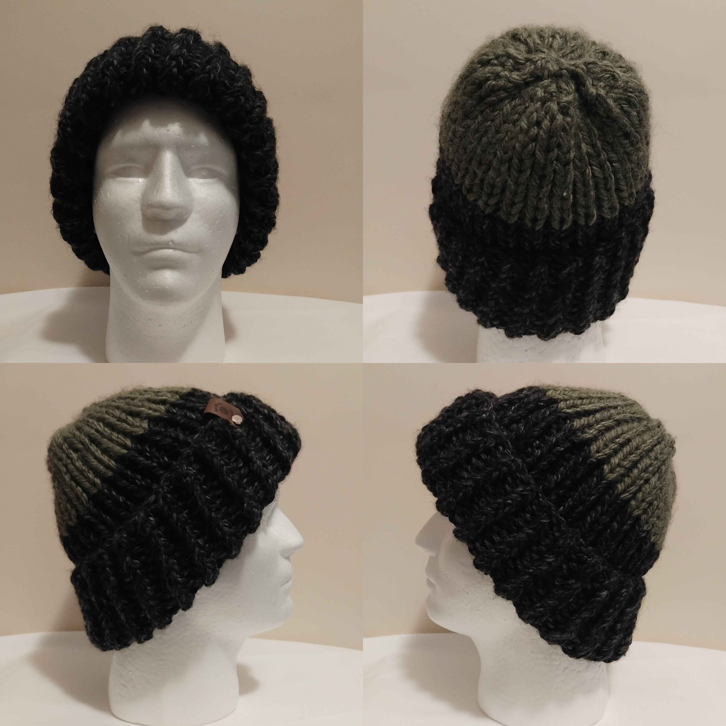 Evergreen and Charcoal Knit Beanie