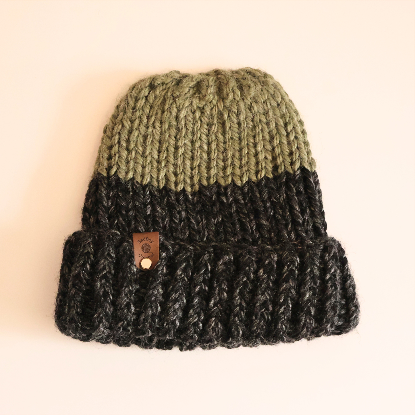 Evergreen and Charcoal Knit Beanie