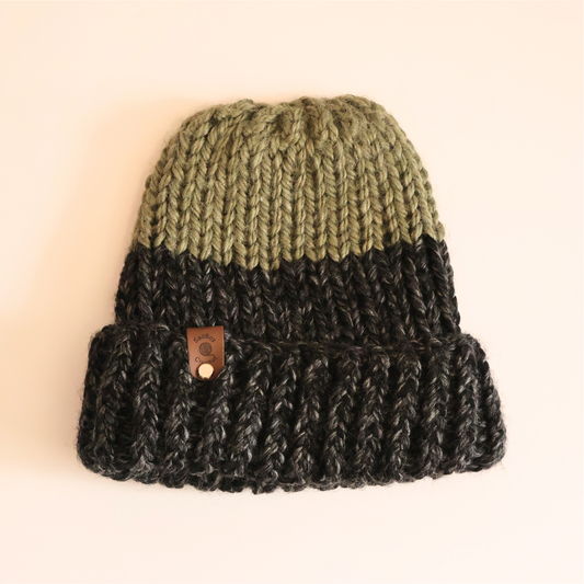 Evergreen and Charcoal Knit Beanie