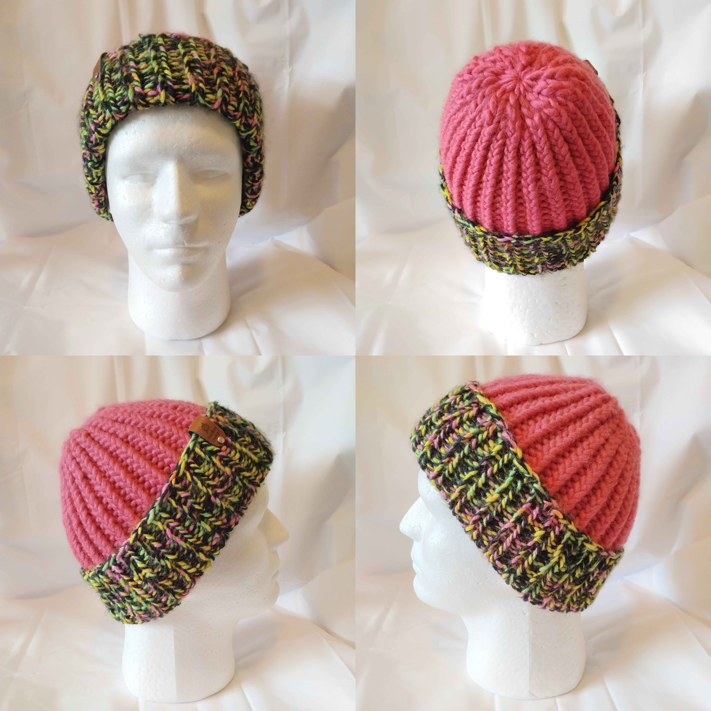 Hot Pink and Liquorice Allsorts Knit Beanie
