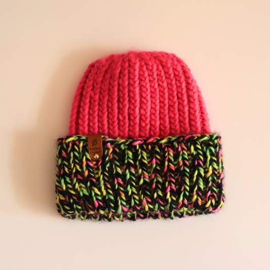 Hot Pink and Liquorice Allsorts Knit Beanie