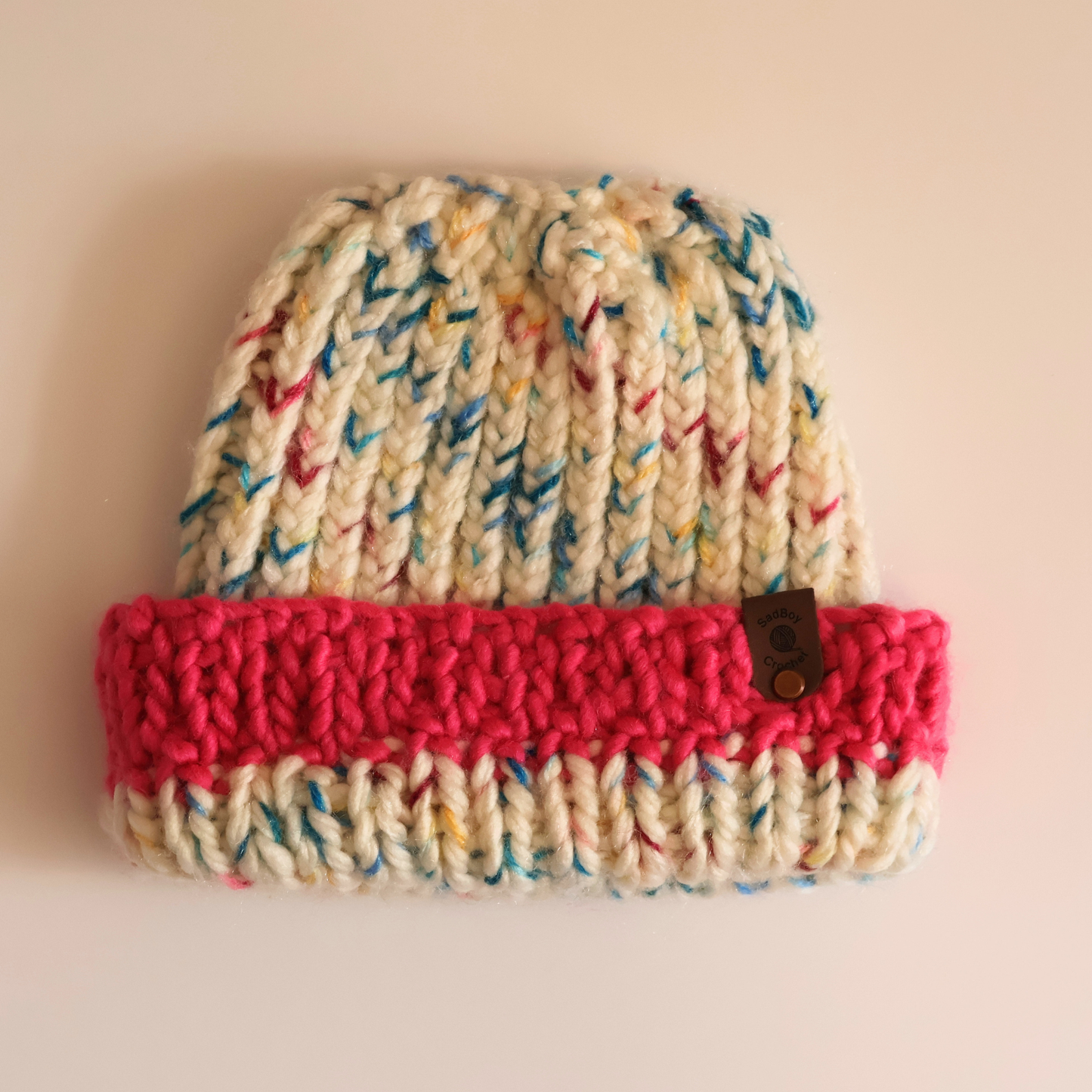 Hot Pink and Blueberry Trifle Knit Beanie