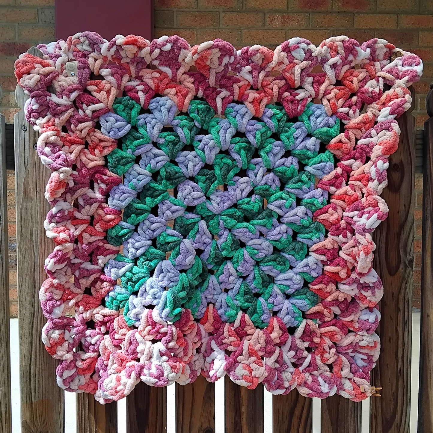 Rose Peach and Mossy Cobblestone Baby Blanket